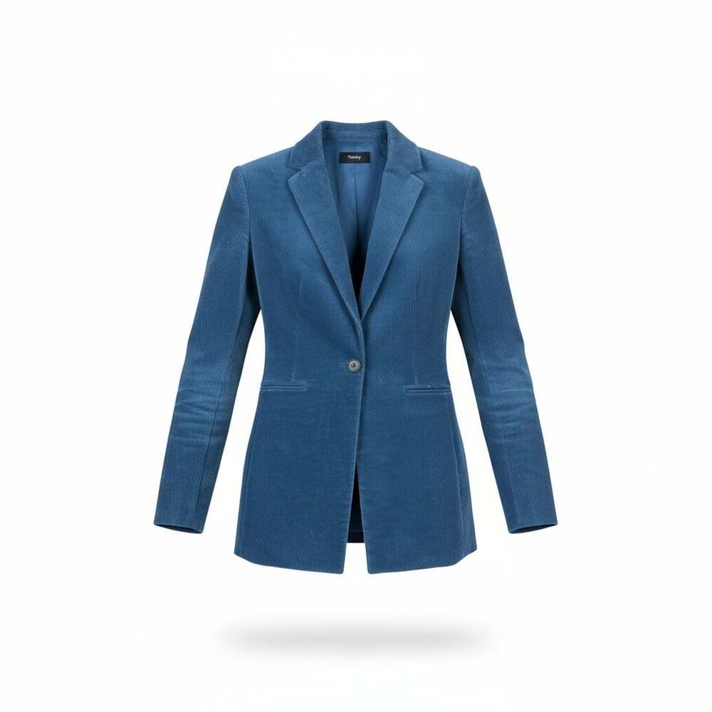 Theory Modern Corduroy Power Jacket 2 in Metal Blue NWOT
